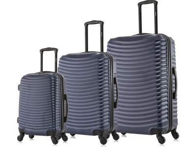 DUKAP Adly 3-Piece Hardside Spinner Luggage Set, TSA Checkpoint Friendly, Navy Blue (DKADLSML-BLU)