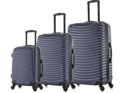 DUKAP ADLY Polycarbonate/ABS 3-Piece Luggage Set, Navy Blue (DKADLSML-BLU)