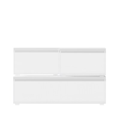 Martha Stewart Brody Plastic Storage Organizer Bin with White Engineered Wood Lid, Clear, 3/Set (BEPB3317WD3CLWH)