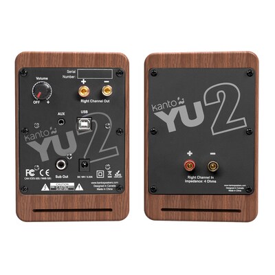 Kanto YU2 KTYU2WALNUT 100W Indoor Desktop Speaker, Walnut