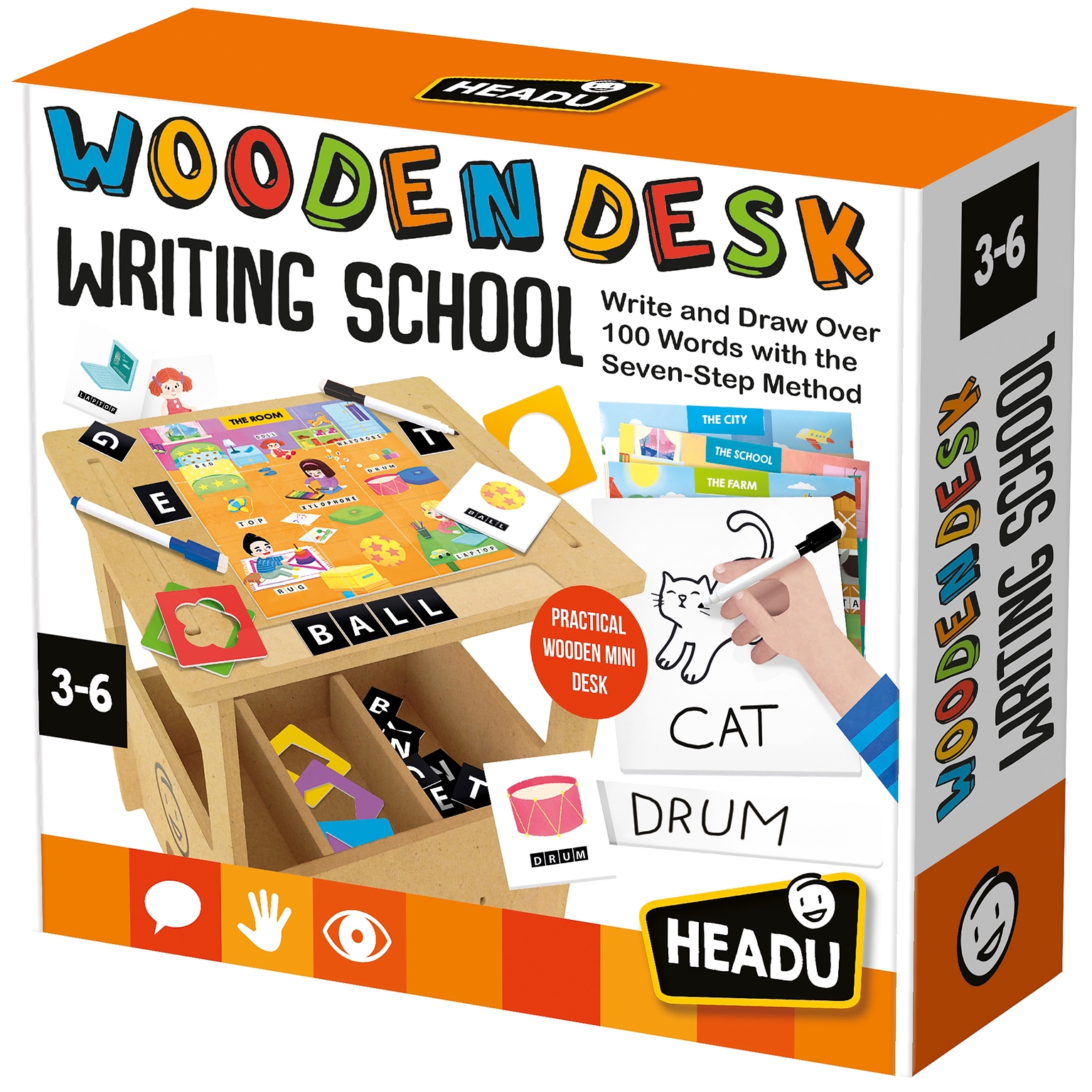 Headu Wooden Desk Writing School, Assorted Colors (HDUEN60575)