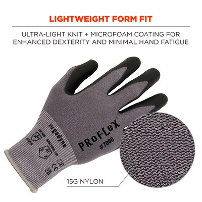 Ergodyne ProFlex 7000 Nitrile Coated Gloves, Microfoam Palm, ANSI Level 5 Abrasion Resistance, Gray, XL, 1 Pair (10375)