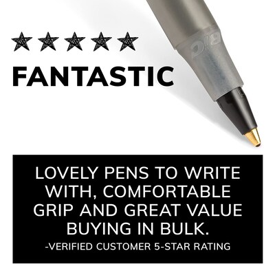 BIC Round Stic Xtra Life Ballpoint Pen, Medium Point, 1.0mm, Black Ink, 500/Pack (GSM500E-BLK)