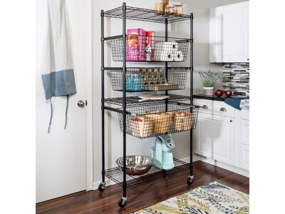 Honey-Can-Do 3-Shelf Steel Shelving Unit, 73.6" x 35.6" x 17.9", Black (SHF-09977)