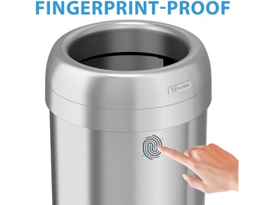 HLS Commercial Stainless Steel Trash Can with Open Lid, 13-Gallon, Silver (HLS13STR)