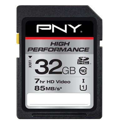 PNY High P-SDHC32GU185-G 32GB Performance Class 10 UHS1, U1 SD Flash Card, Black