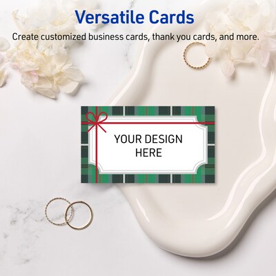 Avery Silver-Plaid Bow Matte Blank Card, White, 80/Pack (S00-FJB)