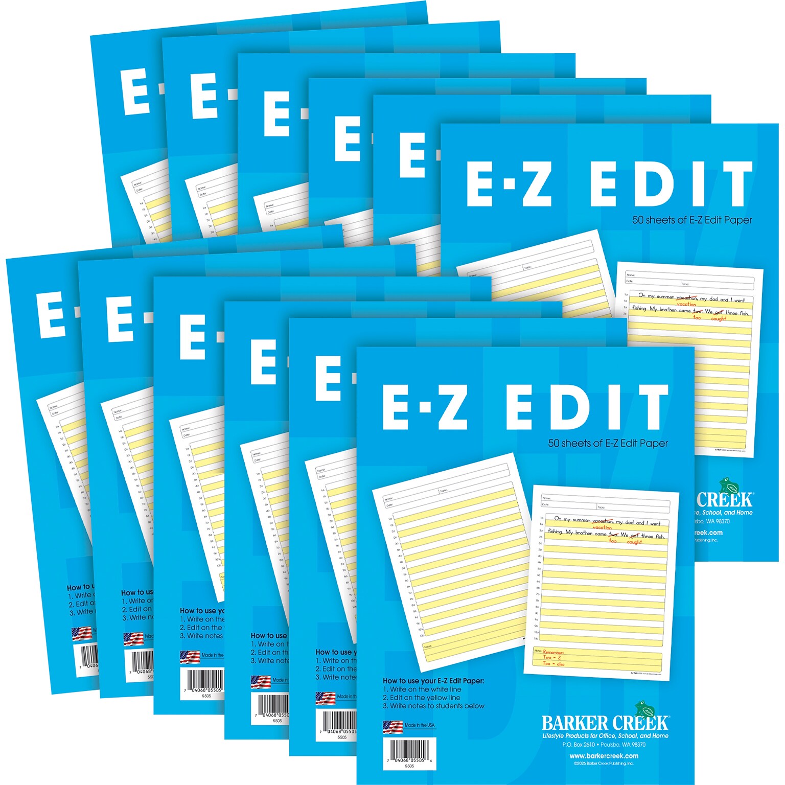 Barker Creek E-Z Edit Handwriting Practice Paper, 8.5 x 11, 60 lbs., Multicolored, 600 Sheets/Pack (BC550212)