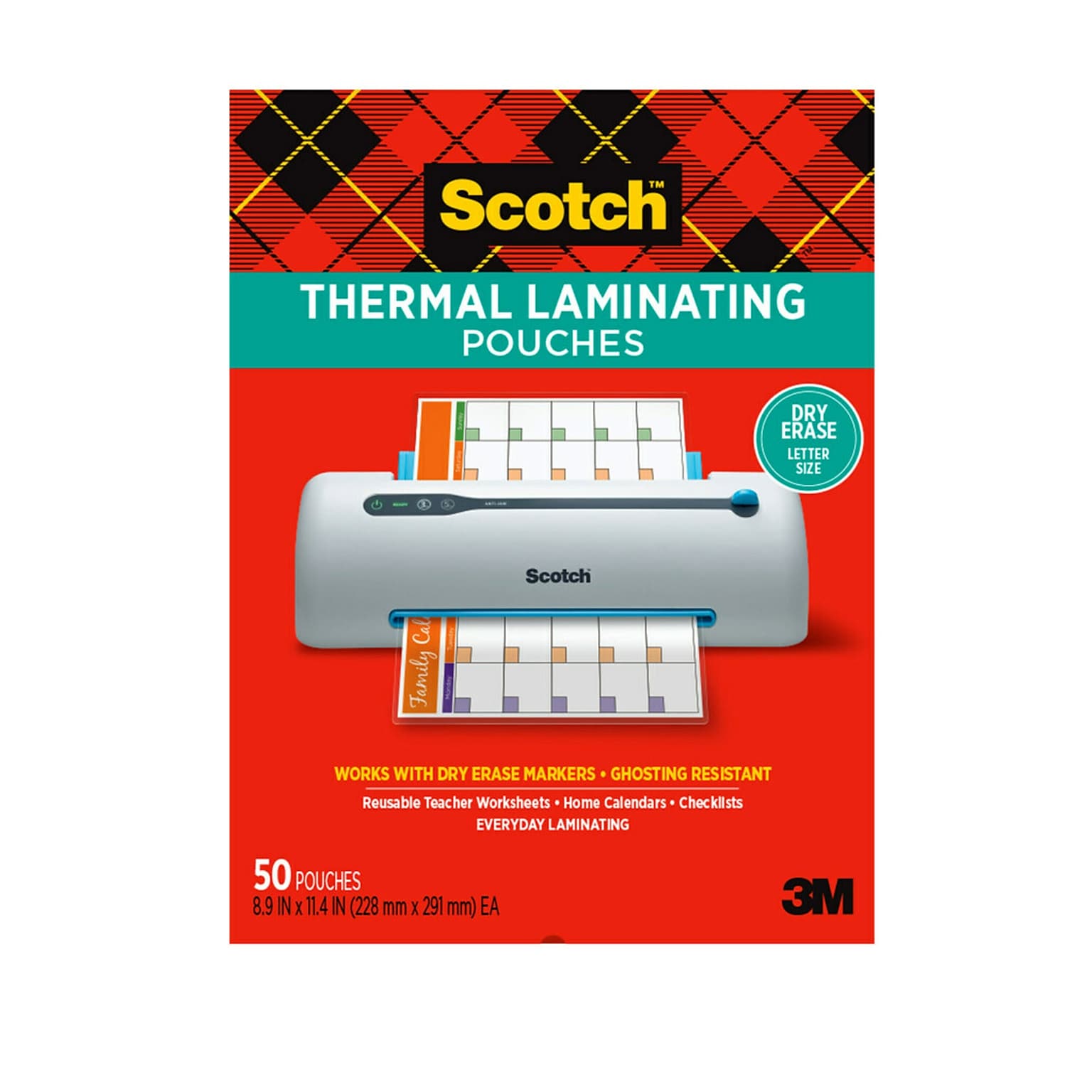 Scotch Thermal Laminating Pouches, Letter Size, 3 Mil, 50/Pack (TP3854-50DE)