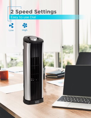 Black & Decker 14" Oscillating Tower Fan, 3-Speed, Black (BFT114)