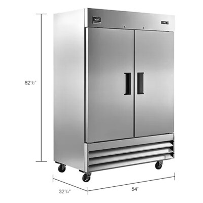 Global Industrial Nexel Reach-In Freezer, 2 Solid Doors, 47 Cu. Ft., Stainless Steel (243010)
