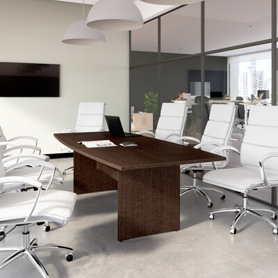 Bush Business Furniture 96W x 42D Boat Shaped Conference Table with Wood Base, Mocha Cherry (99TB964