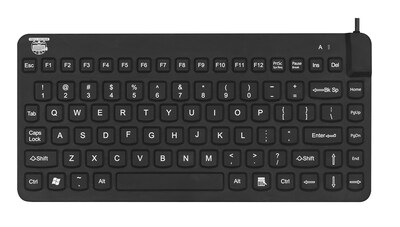Man & Machine Slim Cool Wired Ergonomic Waterproof Keyboard, Black (SCLP/B5)