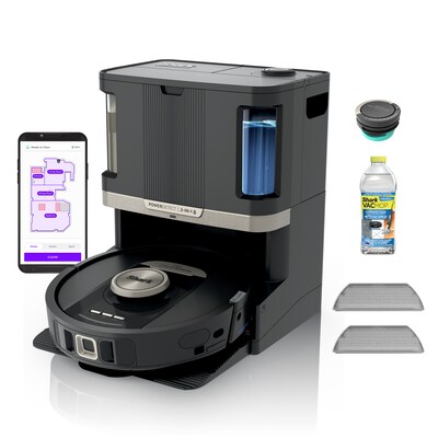 Shark PowerDetect Robot Vacuum and Mop with NeverTouch Pro Base, Bagless, Black (RV2820ZE)