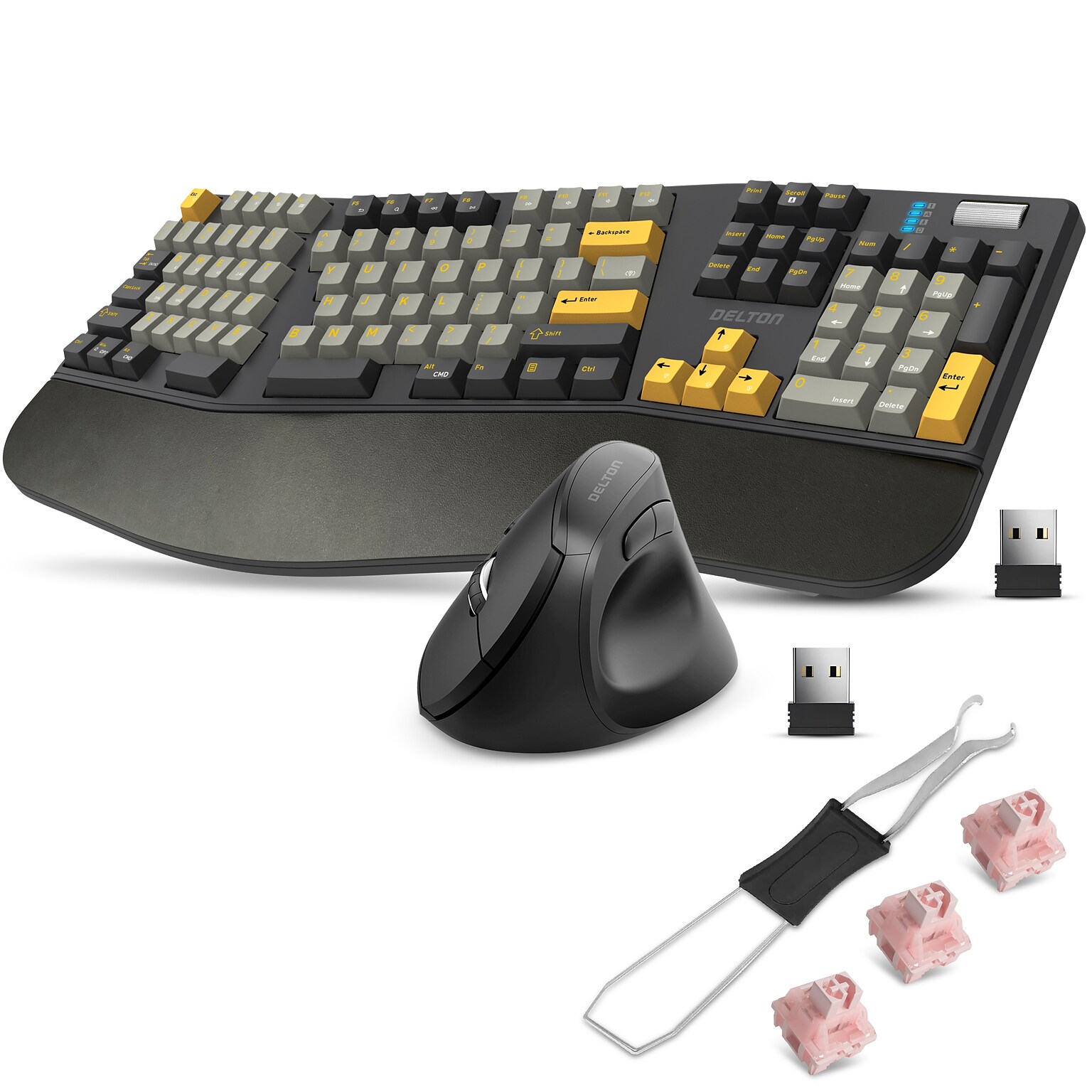 Delton Wireless Ergonomic Mechanical Keyboard with Wrist Rest and Vertical Computer Mouse, Black (DKME450PKT1)