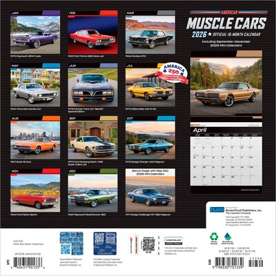 2026 Plato American Muscle Cars 12 x 12 Monthly Wall Calendar (9798330701339)