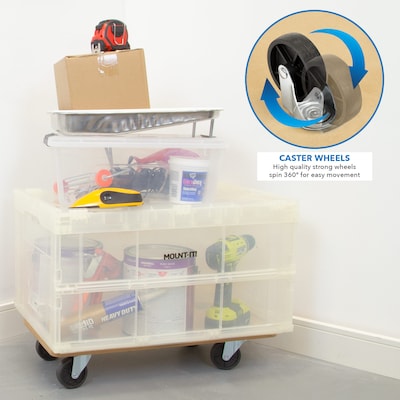 Mount-It! Small Platform Mover Dolly, Holds Up to 220 lbs., Light Brown (MI-925)