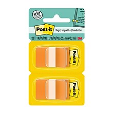 Post-it Flags, 1 Wide, Orange, 100 Flags/Pack (680-0E2)