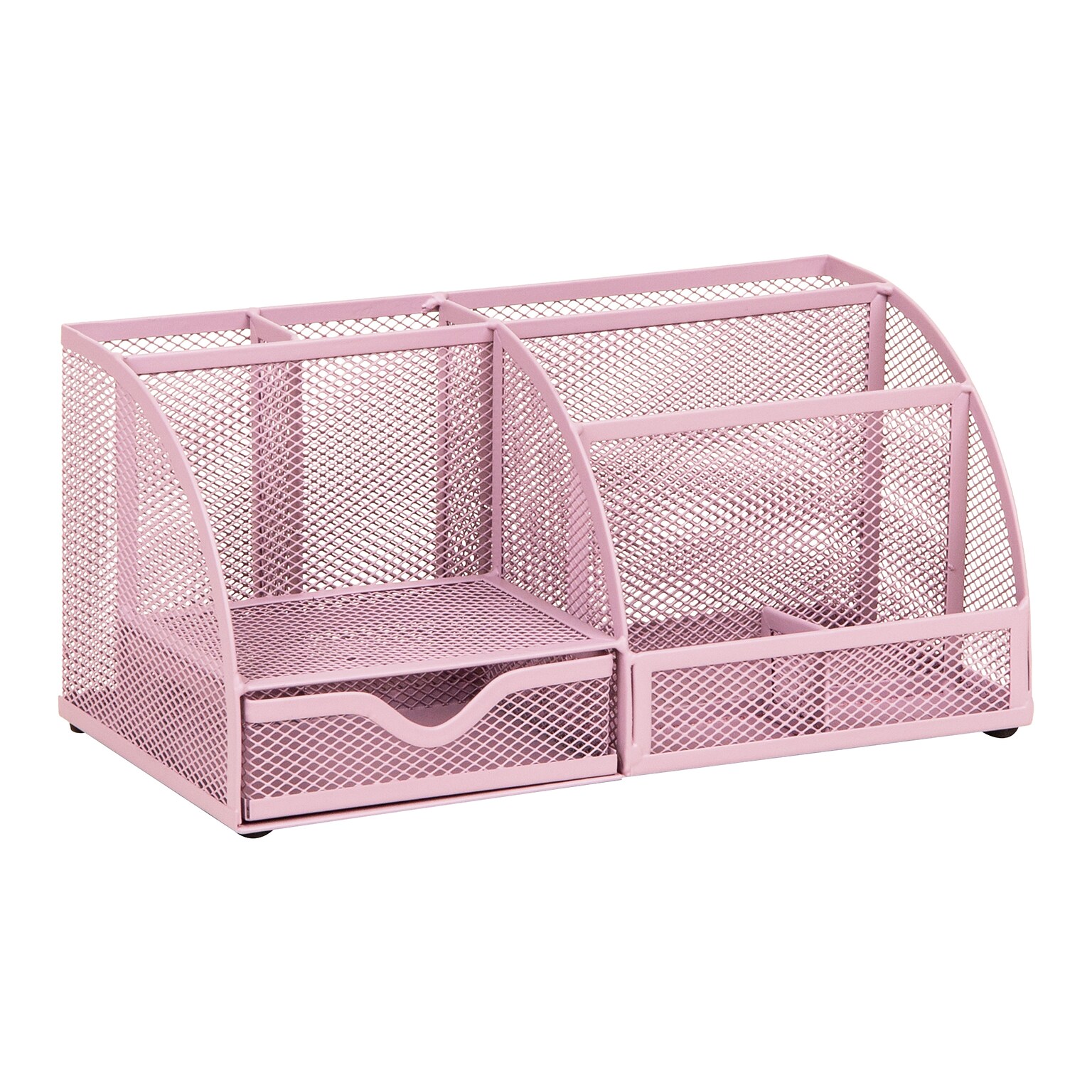 Staples 7-Compartment Metal Mesh Desk Organizer, Dusty Pink (ST63824)