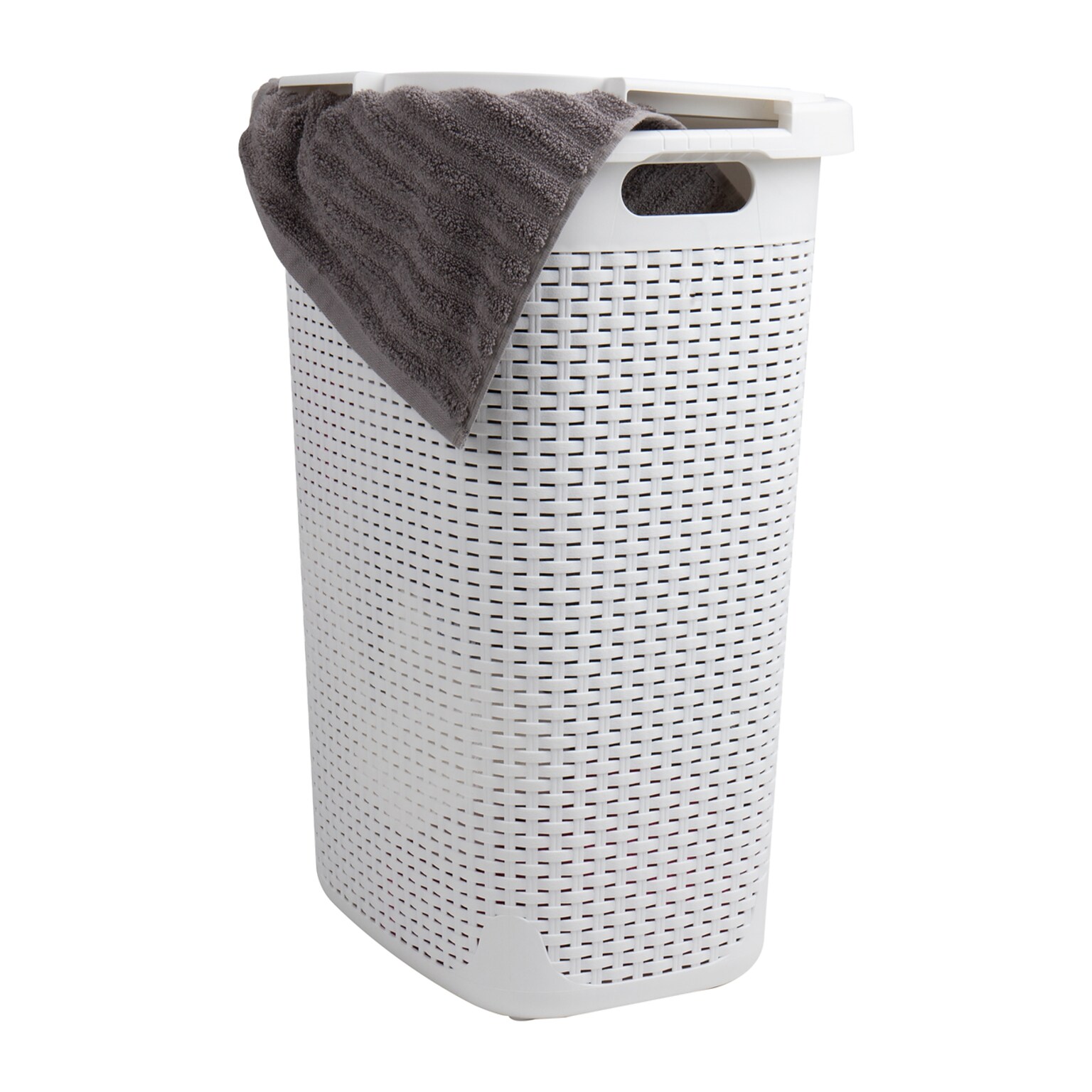 Mind Reader Plastic Laundry Hamper with Lid, White (60HAMP-WHT)