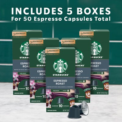 Starbucks Espresso Roast Coffee Nespresso Original Capsules, Dark Roast, 50/Box (109053)