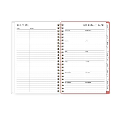 2026 Blue Sky Bespoke Letterpress Pomegranate Blush 5" x 8" Calendar Year Weekly & Monthly Planner, Faux Leather Cover (156222)