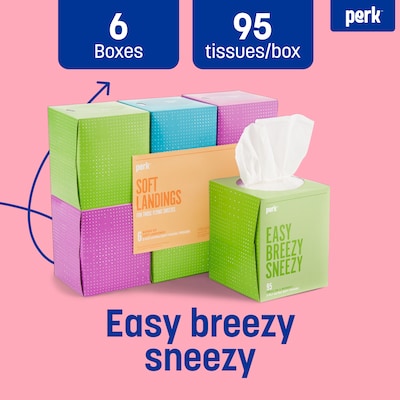 Perk™ Ultra Soft Tissue, 2-Ply, 95 Sheets/Box, 6 Boxes/Pack (PK57779)