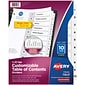 Avery Ready Index Table of Contents Paper Dividers, 1-10 Tabs, White, 6 Sets/Pack (11823)