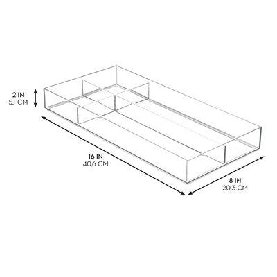iDESIGN 4-Compartment Plastic Drawer Organizer, Clear, 2 Piece (29092M2)