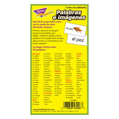 TREND Palabras e imágenes (SP) Skill Drill Flash Cards, Pack of 3 (T-53006-3)