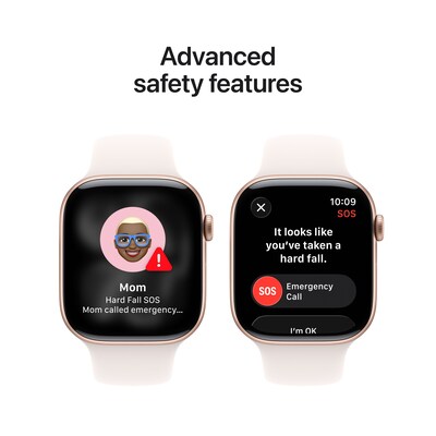 Apple Watch Series 11 GPS + Cellular Smartwatch, 46mm, Rose Gold Aluminum Case, Light Blush Sport Band, Small/Medium (MFCG4LW/A)