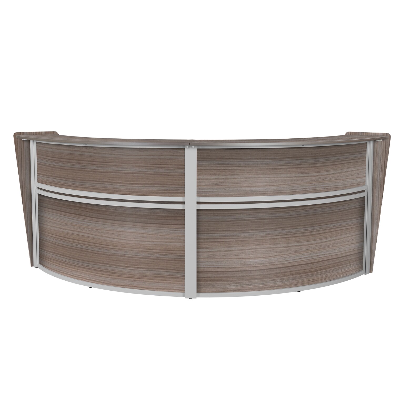 Regency Marque 124.5W Curved Reception Desk Workstation, Driftwood Gray (77292GY)