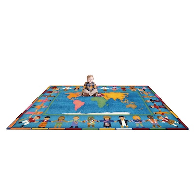 Joy Carpets Hands Around the World Nylon 5'4" x 7'8" Machine Tufted Rug, Multicolored (1488C)