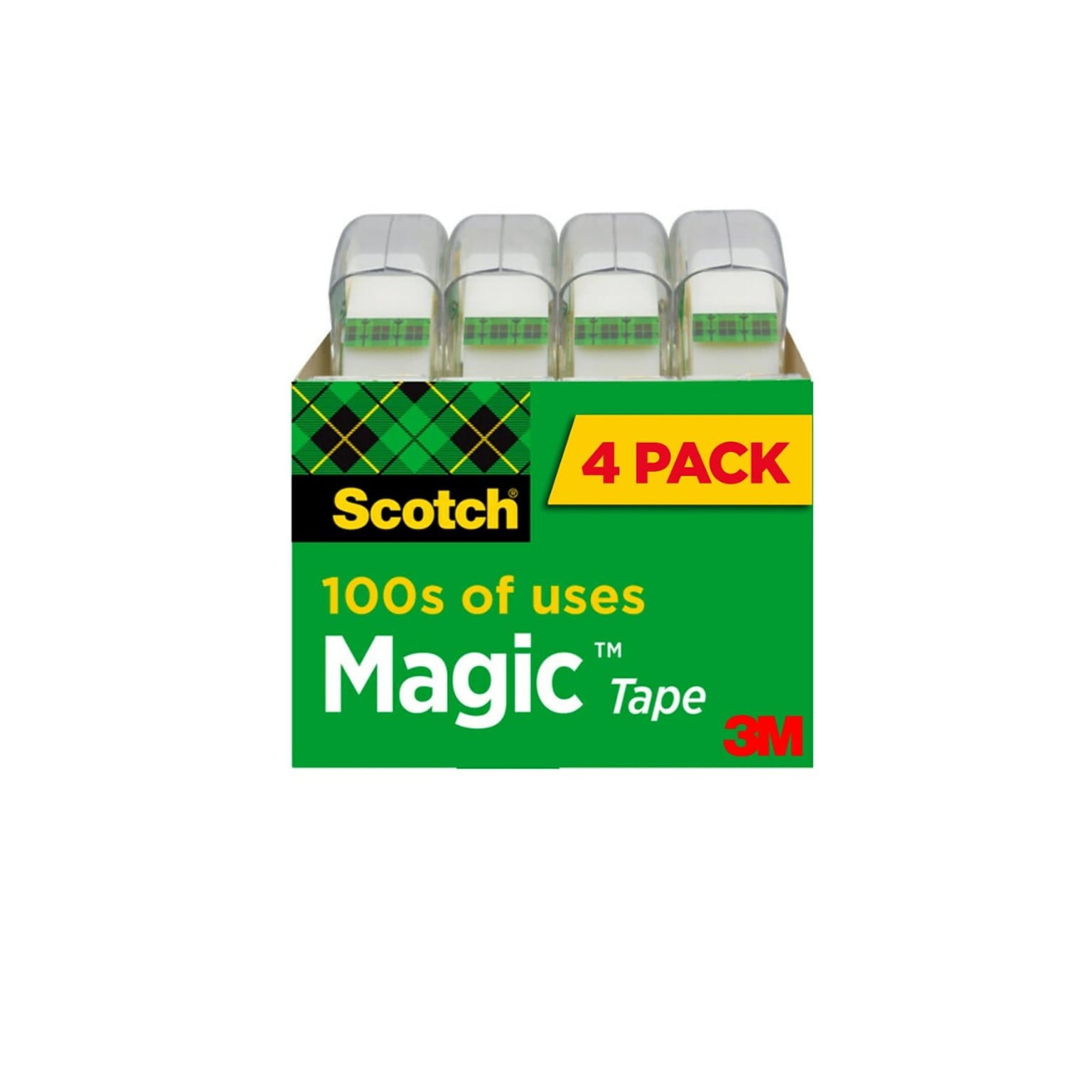 Scotch Magic Invisible Clear Tape With Dispenser, 0.75 x 8.33 yds., 1 Core, Transparent, 4 Rolls/Pack (SCOTCH4105)