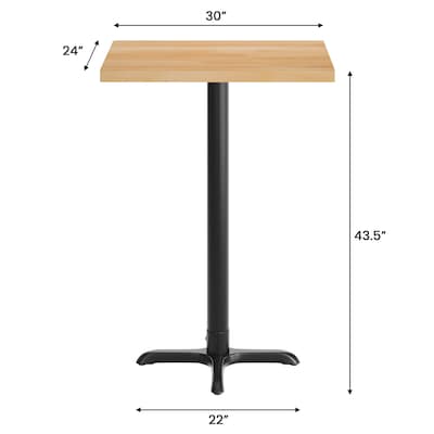 Flash Furniture Bennett Wooden Commercial Indoor Table, 30" x 24", Natural Top/Black Base (GSF2430NTT2222B)