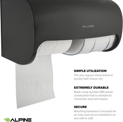 Alpine Industries Side-by-Side Double Roll Toilet Tissue Dispenser, Gray, 2/Pack (452-GRY-2PK)