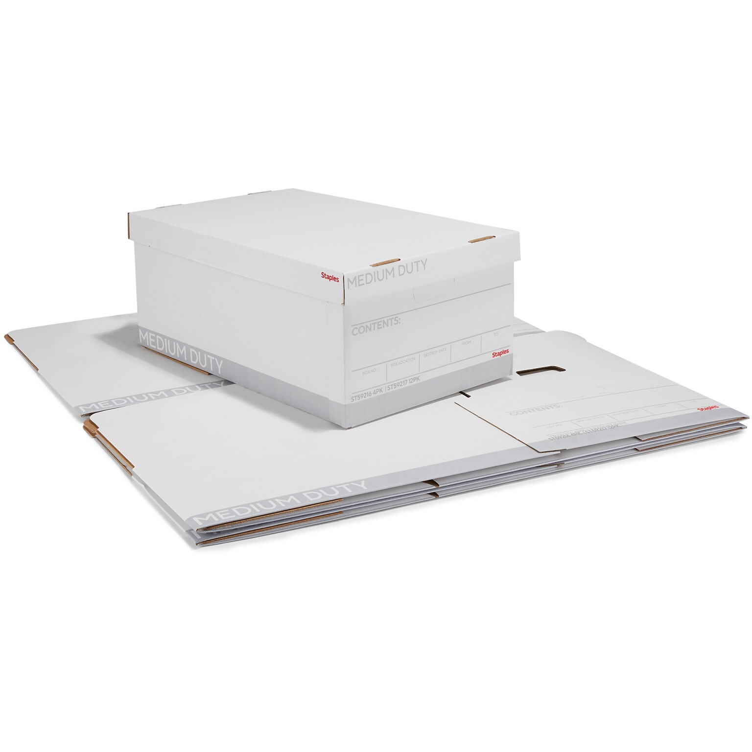 Staples Medium Duty File Box, Lift Off Lid, Legal, White/Gray, 4/Carton (TR59216)