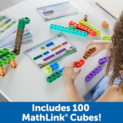 Learning Resources MathLink Cubes Kindergarten Math Activity Set: Dino Time!, Multicolor (LER 9330)