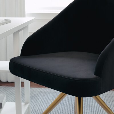 Martha Stewart Sora Velvet Swivel Task Chair, Black/Polished Brass (CH222119BKGLD)