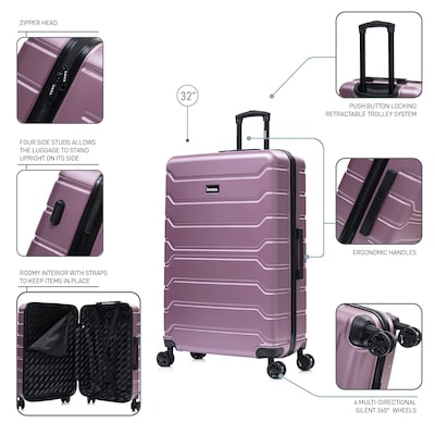 InUSA Trend 34.05" Hardside Suitcase, 4-Wheeled Spinner, TSA Checkpoint Friendly, Rose Gold (IUTRE00XL-ROS)
