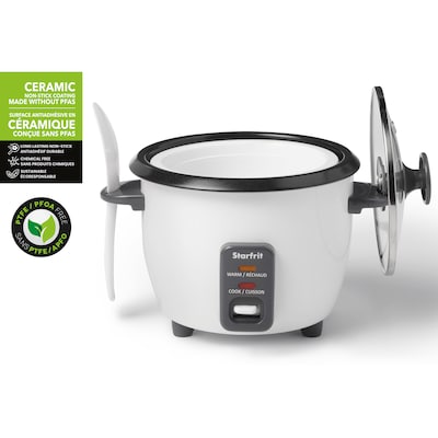 Starfrit SRFT024734 Electric Rice Cooker with Ceramic Coating, White (SRFT024734)