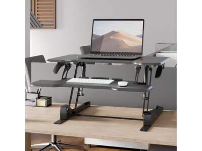 Mount-It! 30"W Manual Rectangular Adjustable Standing Desk Converter, Black (MI-15009S)