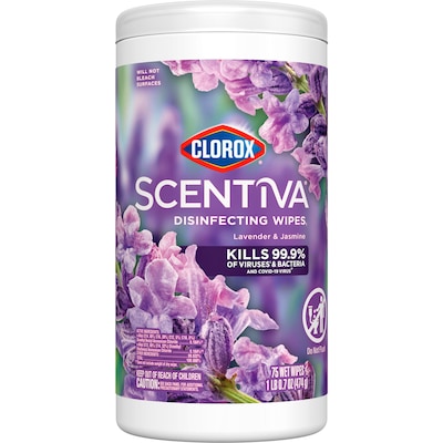 Clorox Scentiva Disinfecting Wipes, Tuscan Lavender & Jasmine Scent, 75 Wipes/Container (60040)
