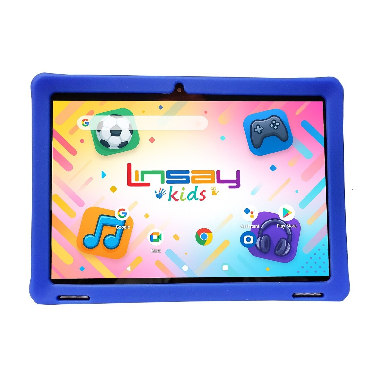 LINSAY F10 Series 10.1 Tablet, Wi-Fi, Octa Core, 256GB eMMC, Android 15, Blue Kids Defender Case (F10IPGKIDSBPLUS)