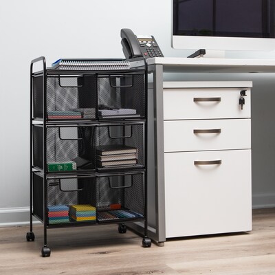 Mind Reader 6-Drawer Office Utility Cart, Black (6DRMESH-BLK)