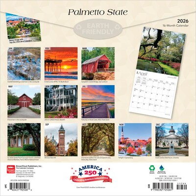 2026 BrownTrout Palmetto State South Carolina Places 12 x 12 Monthly Wall Calendar (9798330705061)