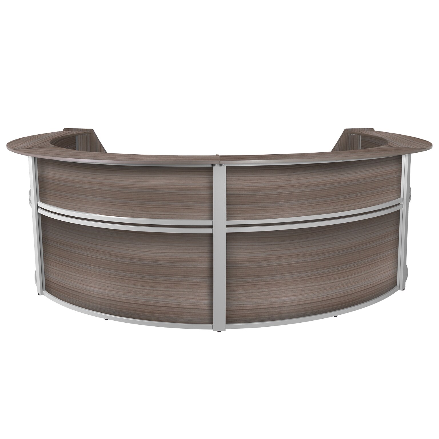 Regency Marque 142W Curved Reception Desk Workstation, Driftwood Gray (77294GY)