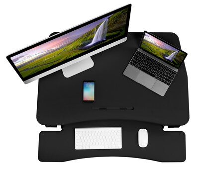 Mount-It! 35.5"W Rectangular Adjustable Metal Standing Desk Converter, Black (MI-7955)