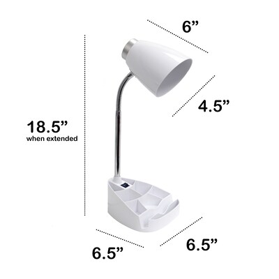 Creekwood Home 18.5" Flexible Gooseneck Organizer Desk Lamp with Stand, White (CWD-1001-WH)