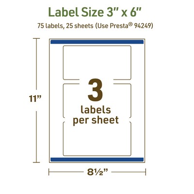Avery Dissolvable Rectangle Multipurpose Labels, 3" x 6", Off-white, 75/Pack (94249)